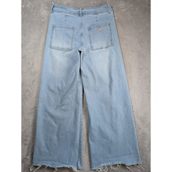 Guess Wide Leg Jeans Womens Size 30 High Rise Distressed Hem Hipster Y2K Preppy - Picture 10 of 10